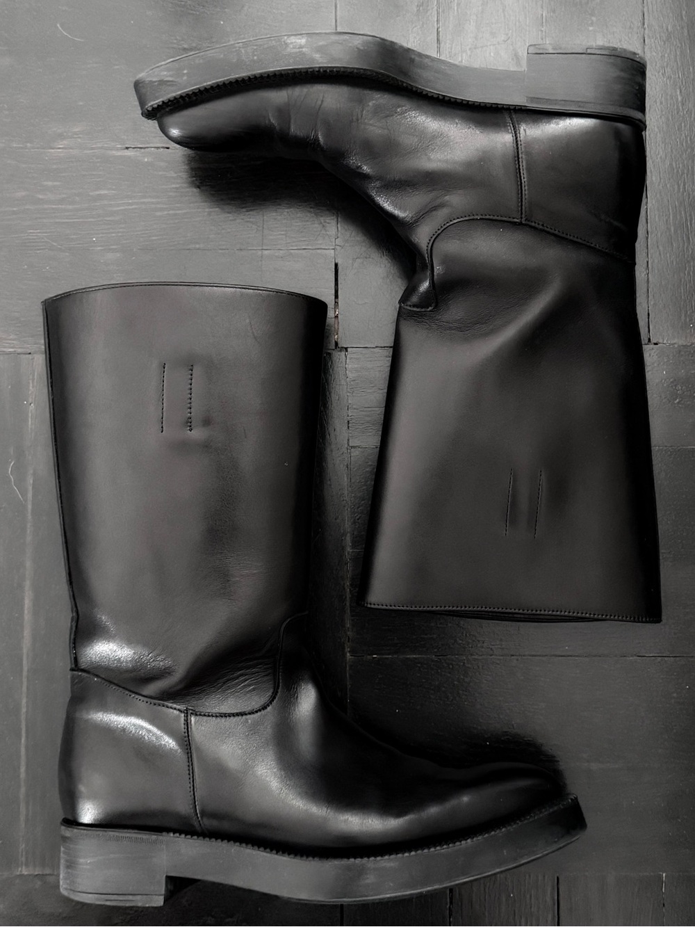 Prada Black Leather Pointed Toe Mid Calf Boots Size 36.5